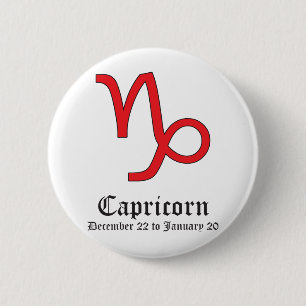 CAPRICORN ASTROLOGIC SIGN, SYMBOL ZODIAC 6 CM ROUND BADGE