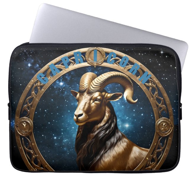 Capricorn astrology sign laptop sleeve (Front)