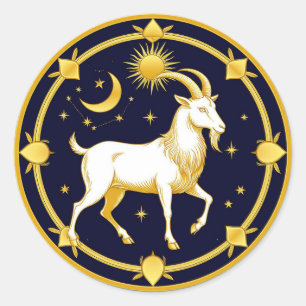 Capricorn Astrology Symbol Art ♑✨ Classic Round Sticker