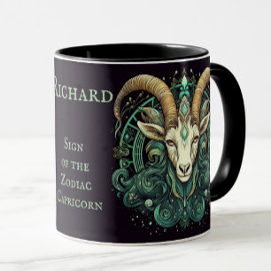 Capricorn Birthday Gift Add Name Coffee Black Mug