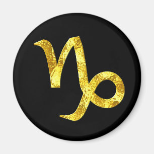 capricorn-black-gold-round-magnets magnet