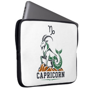 Capricorn Charcoal Green Sea Goat Art Laptop Sleeve