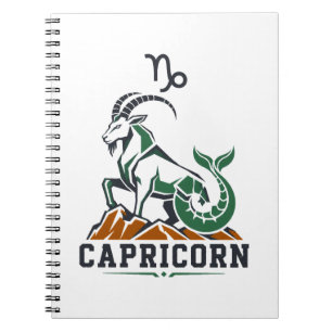 Capricorn Charcoal Green Sea Goat Art Notebook