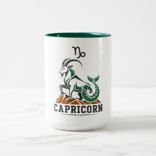 Capricorn Charcoal Green Sea Goat Art Two-Tone Coffee Mug