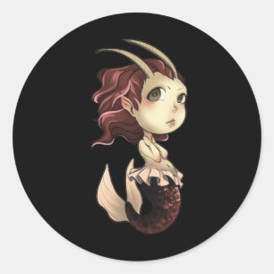 Capricorn Chibi Anime Cute Girl Solo Sticker 