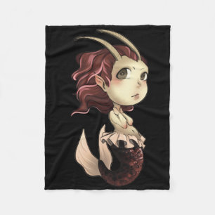 Capricorn Chibi Anime Cute Girl Solo Sticker Fleece Blanket