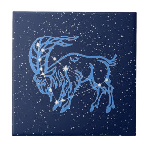Capricorn  Constellation and Sun Sign with Stars Ceramic Tile