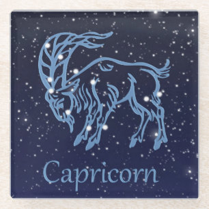 Capricorn Constellation and Zodiac Sign with Stars Glass Coaster