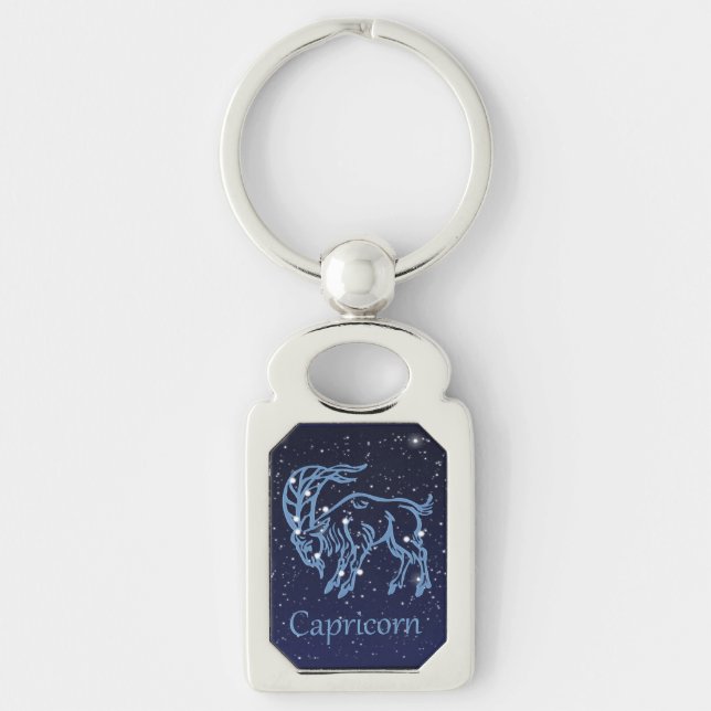 Capricorn Constellation and Zodiac Sign with Stars Key Ring (Front)