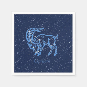 Capricorn Constellation and Zodiac Sign with Stars Napkin