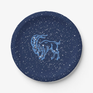 Capricorn Constellation and Zodiac Sign with Stars Paper Plate