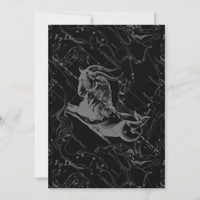 Capricorn Constellation Hevelius 1690 on Black (Front)