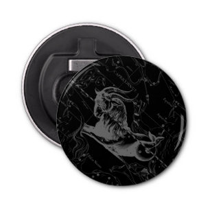 Capricorn Constellation Hevelius 1690 on Black Bottle Opener