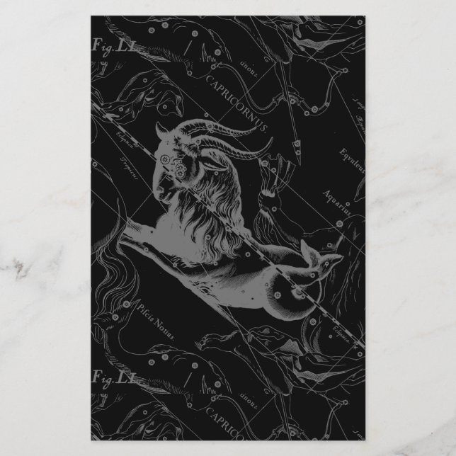 Capricorn Constellation Hevelius 1690 on Black Flyer (Front)