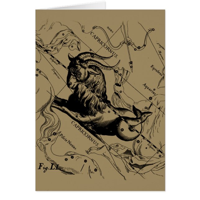 Capricorn Constellation Hevelius 1690 on Taupe (Front)