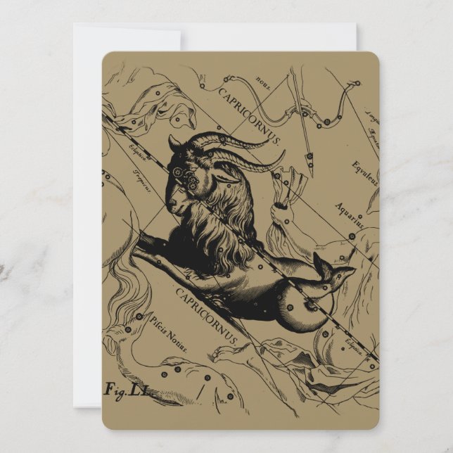 Capricorn Constellation Hevelius 1690 on Taupe (Front)