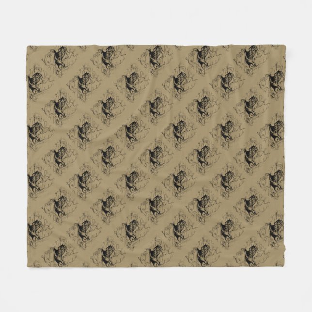 Capricorn Constellation Hevelius 1690 on Taupe Fleece Blanket (Front (Horizontal))