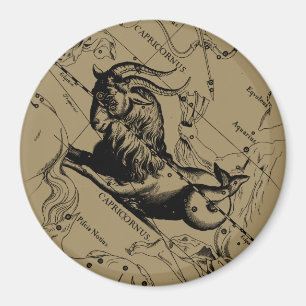 Capricorn Constellation Hevelius 1690 on Taupe Magnet