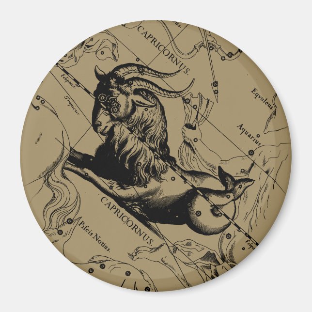 Capricorn Constellation Hevelius 1690 on Taupe Magnet (Front)