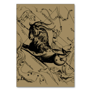 Capricorn Constellation Hevelius 1690 on Taupe Table Number