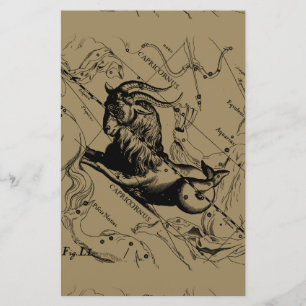 Capricorn Constellation Vintage Engraving Hevelius Stationery