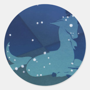 Capricorn Constellation, Vintage Zodiac, Astrology Classic Round Sticker