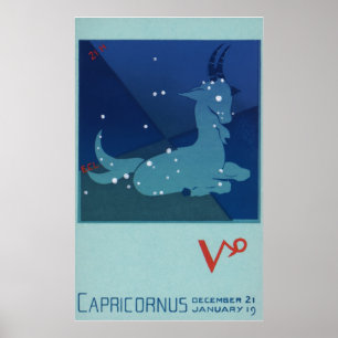 Capricorn Constellation, Vintage Zodiac, Astrology Poster
