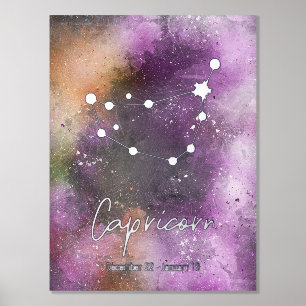 Capricorn Constellation Zodiac Sign Purple Galaxy