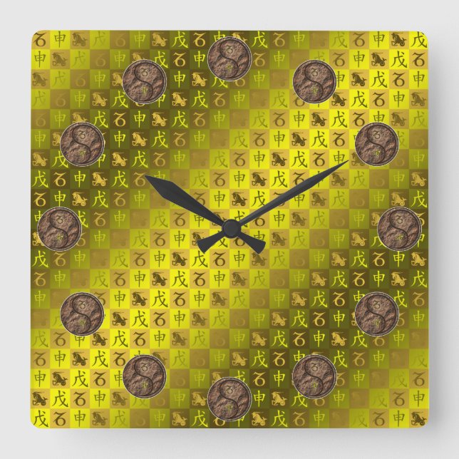 Capricorn & Earth Monkey Square Wall Clock (Front)