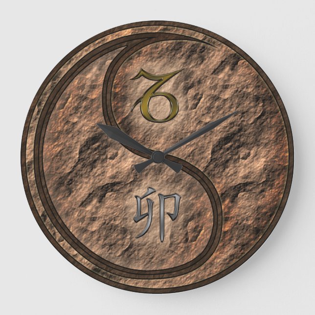 Capricorn & Earth Rabbit Large Clock (Front)