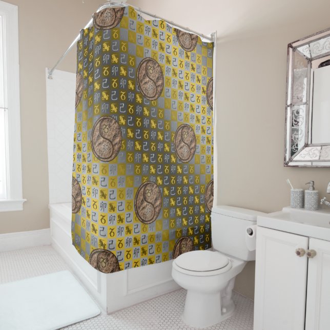 Capricorn & Earth Rabbit Shower Curtain (In Situ)