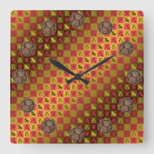 Capricorn & Earth Tiger Square Wall Clock