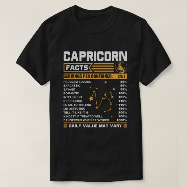 Capricorn Facts Zodiac Funny Capricorn Birthday T-Shirt (Design Front)