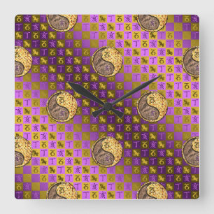 Capricorn & Fire Boar Square Wall Clock