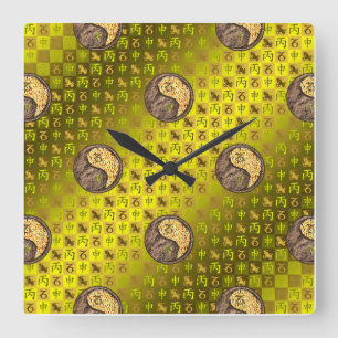 Capricorn & Fire Monkey Square Wall Clock