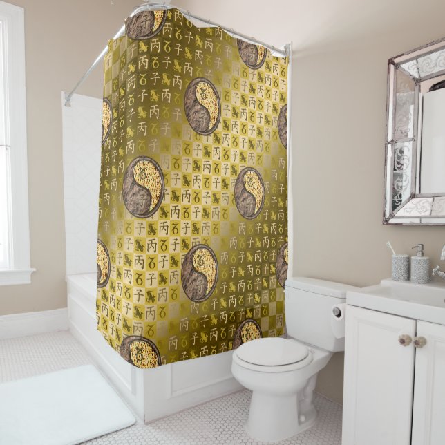 Capricorn & Fire Rat Shower Curtain (In Situ)