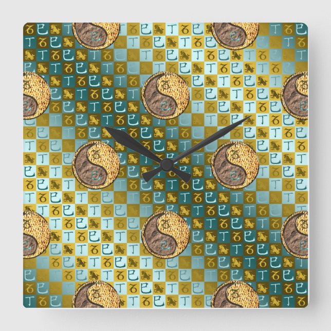 Capricorn & Fire Snake Square Wall Clock (Front)