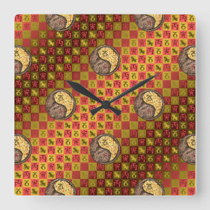 Capricorn & Fire Tiger Square Wall Clock