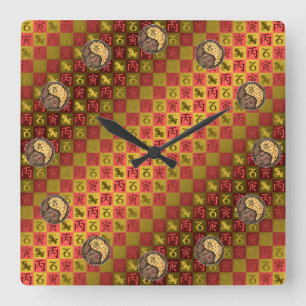Capricorn & Fire Tiger Square Wall Clock