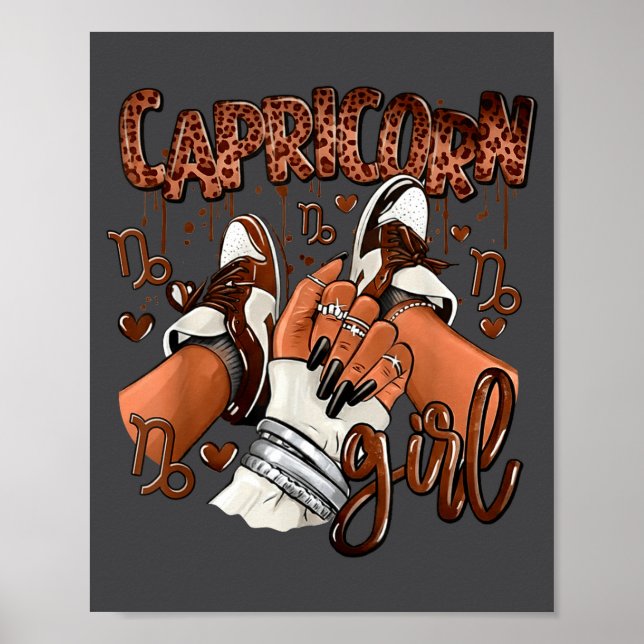 Capricorn Girl Birthday Afro Queen Sneakers Zodiac Poster (Front)