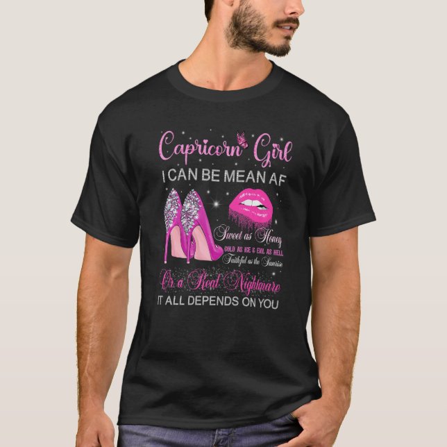 Capricorn Girl Birthday High Heels Dripping Lips B T-Shirt (Front)