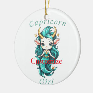 Capricorn Girl Mermaid Thunder_Cove Ceramic Ornament