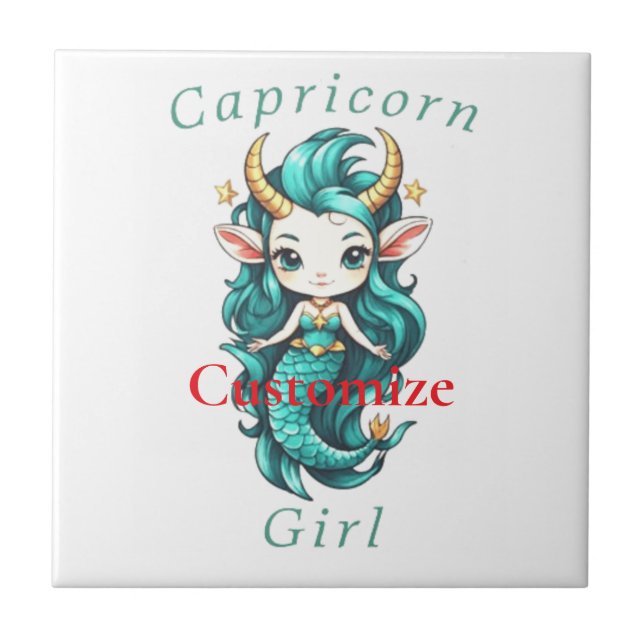 Capricorn Girl Mermaid Thunder_Cove Ceramic Tile (Front)