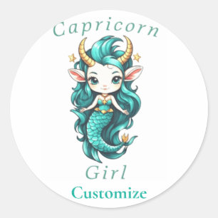 Capricorn Girl Mermaid Thunder_Cove Classic Round Sticker