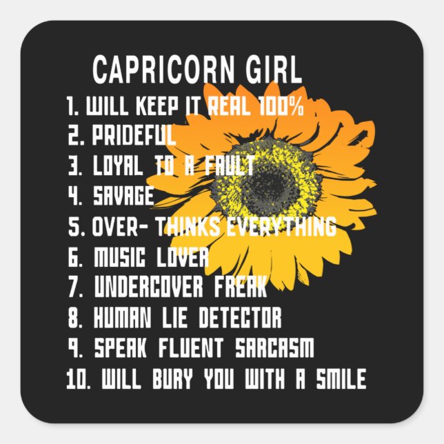 Capricorn Girl Square Sticker (Front)