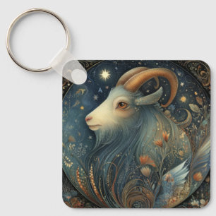 Capricorn Goat Zodiac Astrology Celestial Birthday Key Ring
