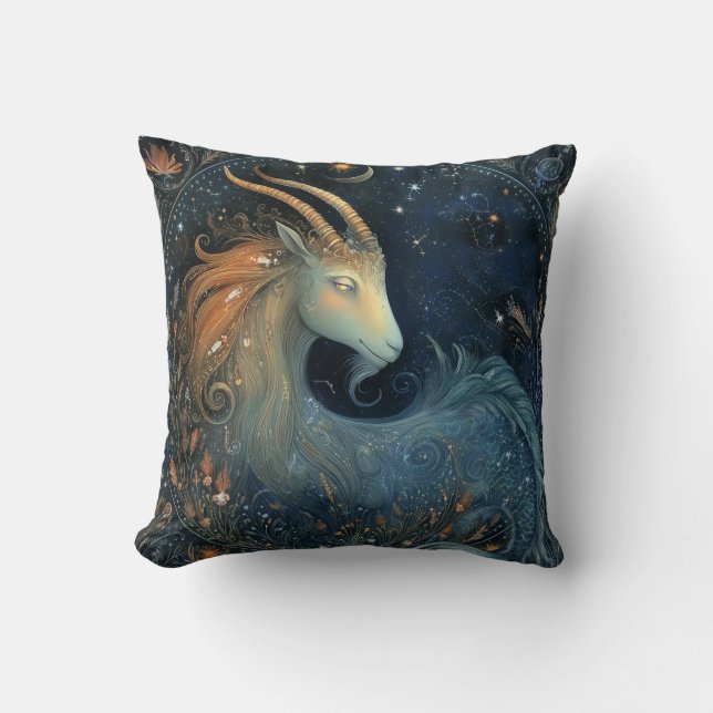 Capricorn Goat Zodiac Astrology Mystical Birthday Cushion (Front)
