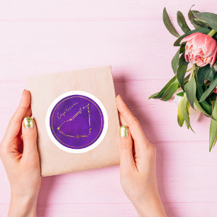 Capricorn Gold Foil Zodiac Constellation  Classic Round Sticker