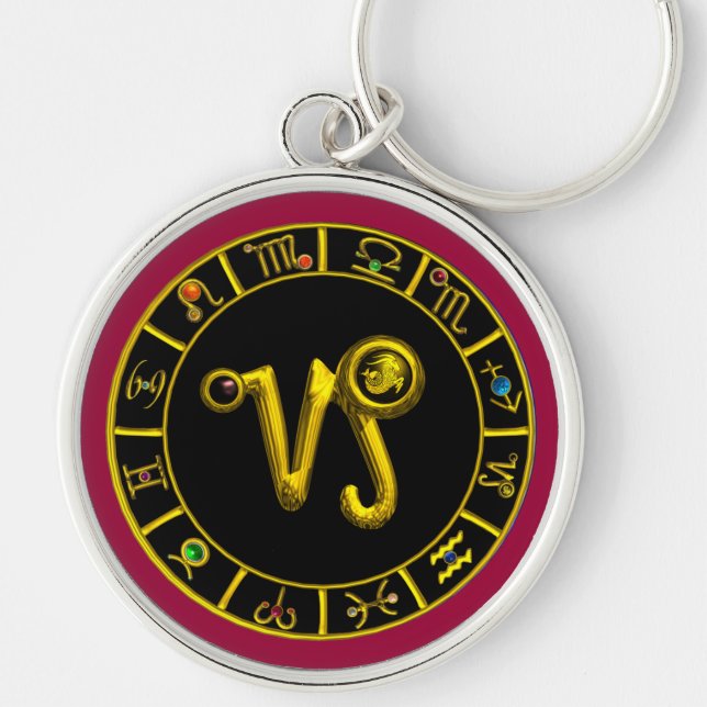 CAPRICORN GOLD ZODIAC BIRTHDAY JEWEL Astrology Key Ring (Front)