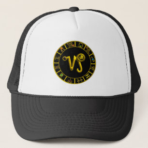 CAPRICORN GOLD ZODIAC SIGN JEWEL TRUCKER HAT